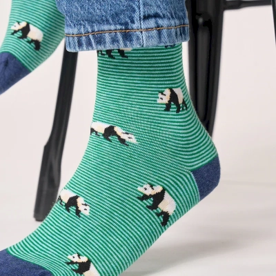 Chaussettes en coton peigné animaux - Panda blanc 41-46