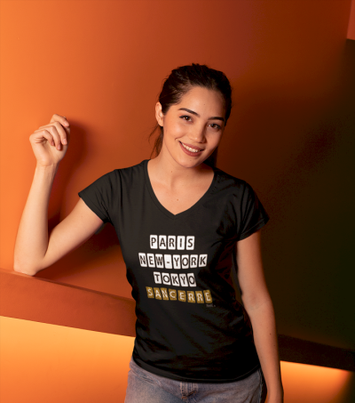 TEE-SHIRT FEMME KAPITALES NOIR OR PAILLETTE